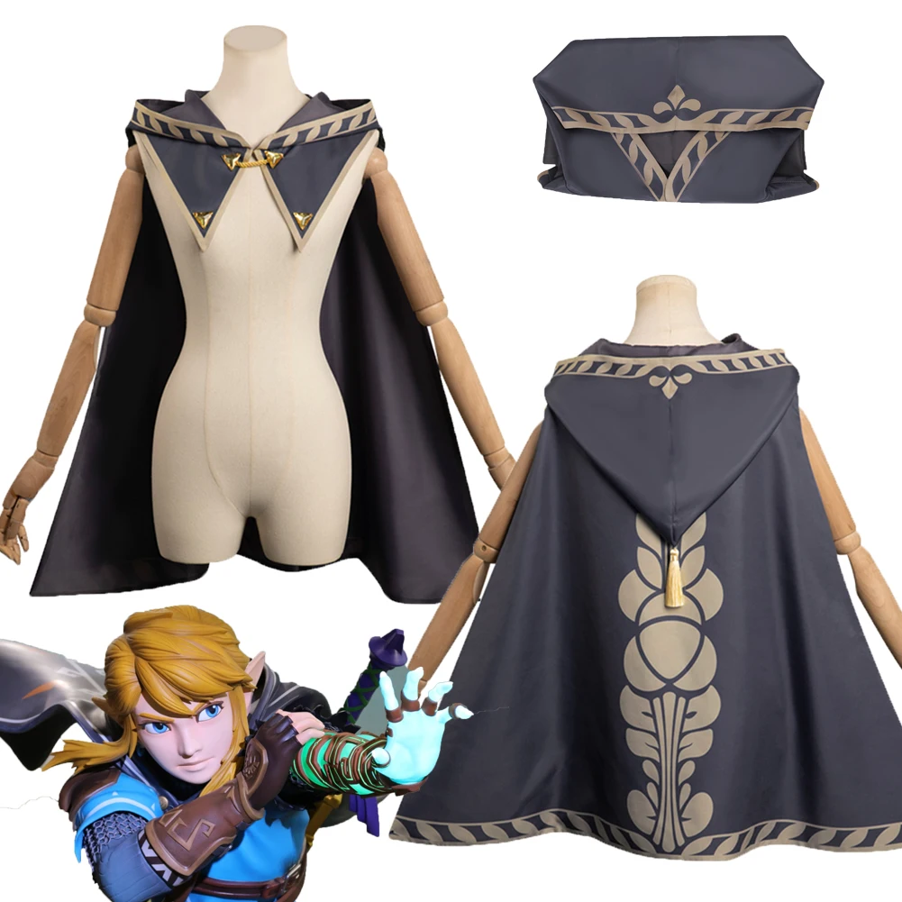 

Kingdom Tear Cos Link Cosplay Costume Outfit Fantasy Printed Cloak For Children Kids Roleplay Halloween Carnival Suit Accessory