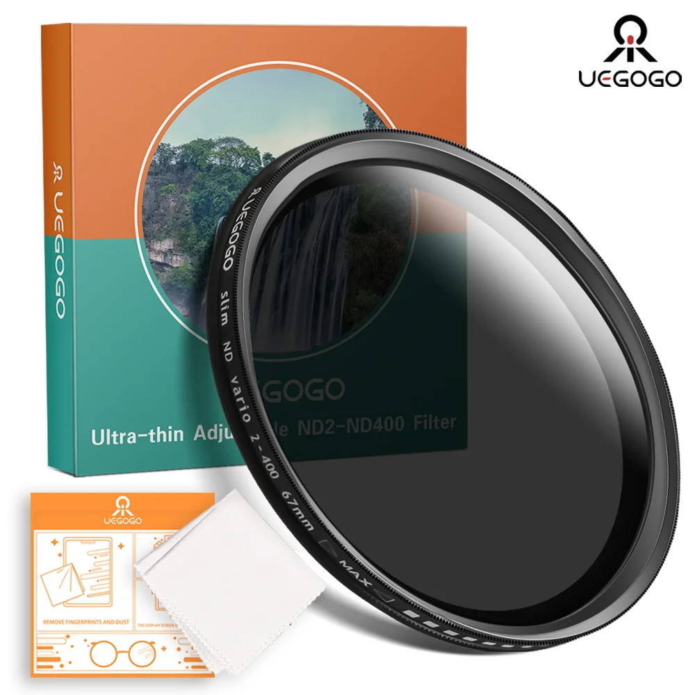 UEGOGO ND2-400 Adjustable Fader Variable ND Filter ND2 to ND400 Camera Lens filtro 37mm 52mm 55mm 58mm 67mm 72mm 77mm 82mm