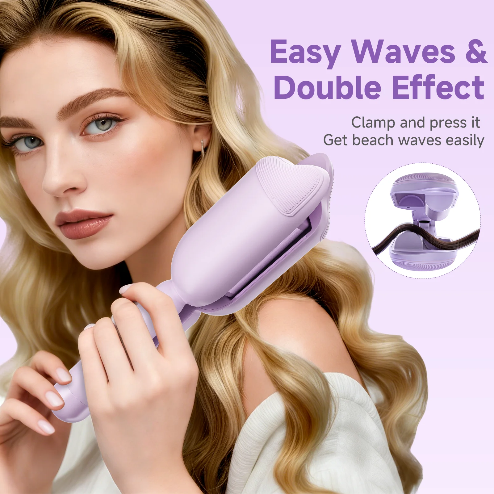 Hair Curling Iron 36mm Deep Wave Hair Curler 4 Temperature Adjustable Fast Heating Crimping Iron Styler Wand for All Hair Style