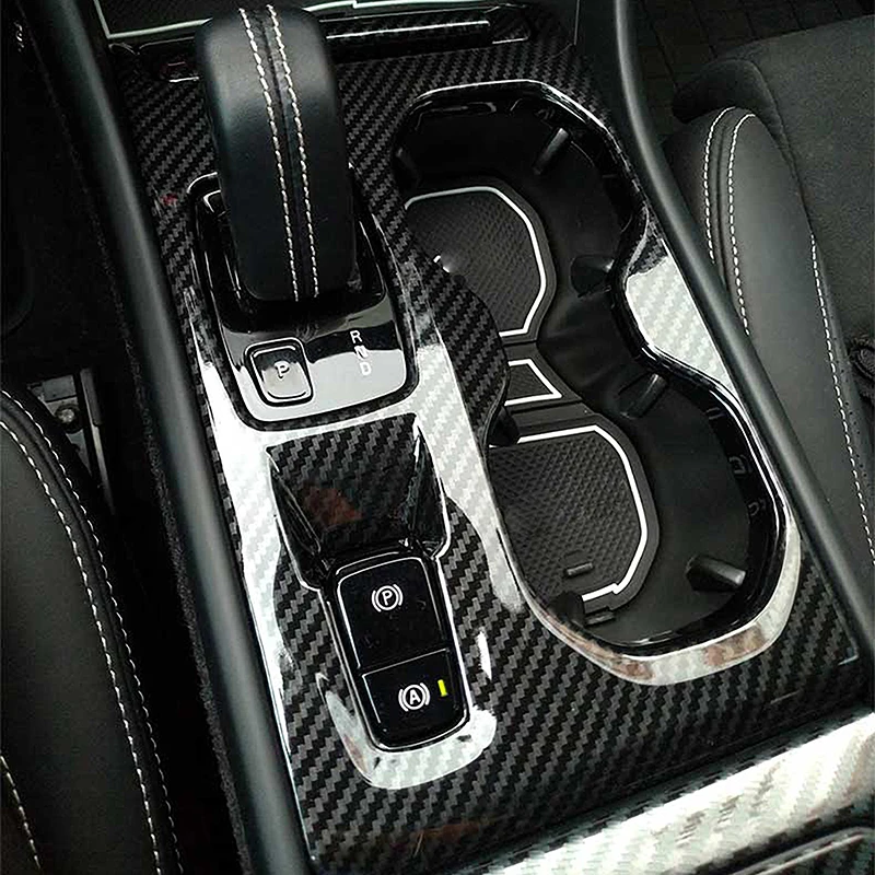 For Volvo XC40 2019-2022 Car Console Gear Shift Panel Cover Water Cup Frame Decoration Carbon Pattern Trim Interior Accessories