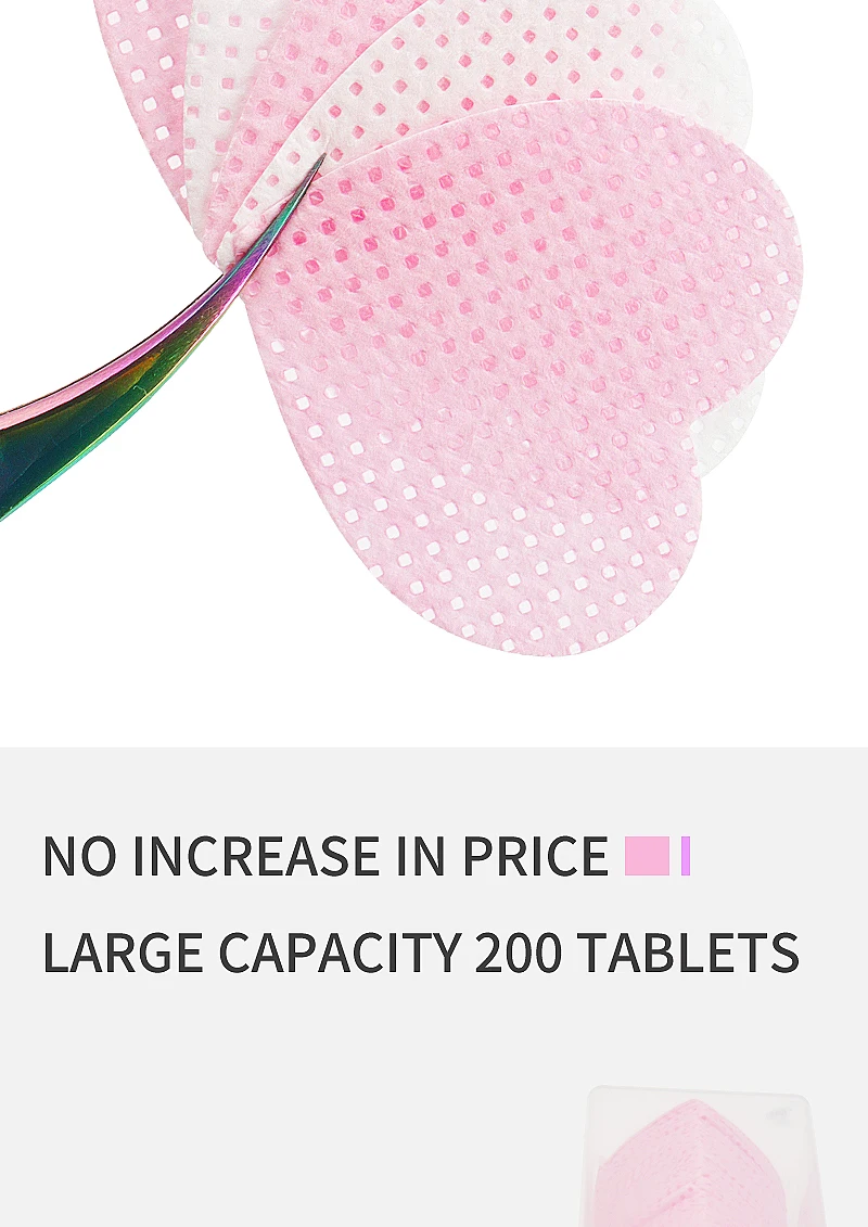 200 stücke Einweg Wimpern Verlängerung Kleber Reinigung Baumwolle Pads Herzförmige Make-Up Entferner Baumwolle Wischen Servietten Kosmetik Werkzeuge – Detail 6