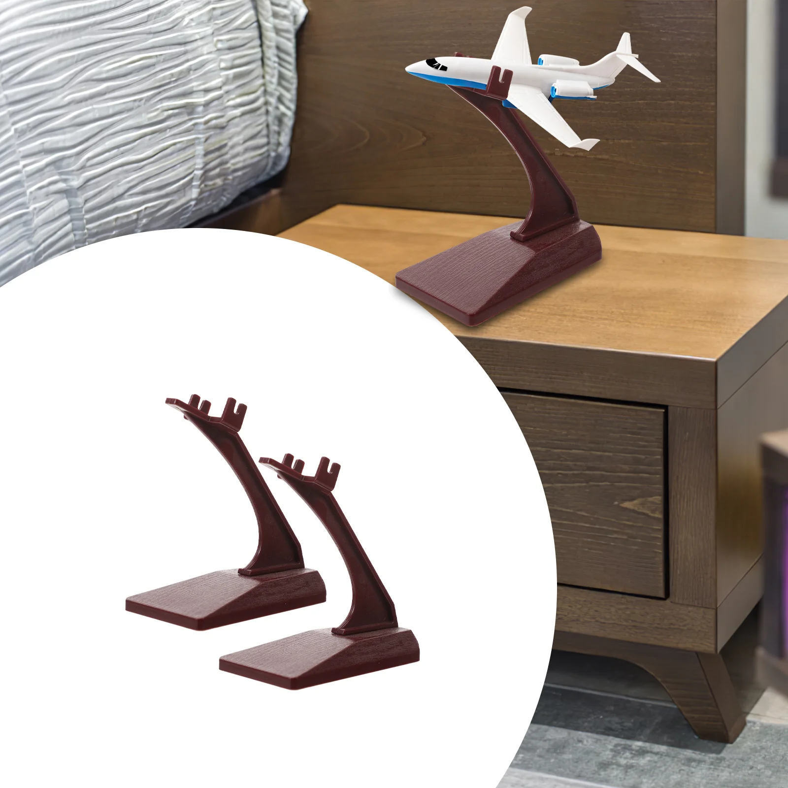 2 Pcs Desk Monitor Stand Bracket Support Base Aircraft Model Display Toy Figure Grey Holder Travel