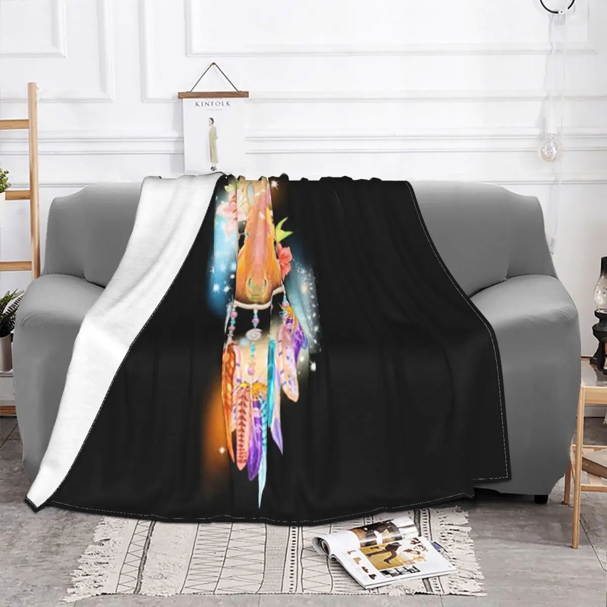 Horse Dreamcatcher Humour Hot Sale Summer Style Science Slim Fit Mens Slim Fit Tops Loose Surprise Throw Blanket