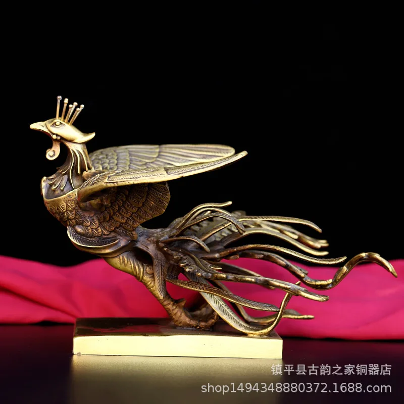 

Латунный Феникс с базовым отверстием для настольного домашнего офиса, полностью медный подарочный орнамент для рукоделия