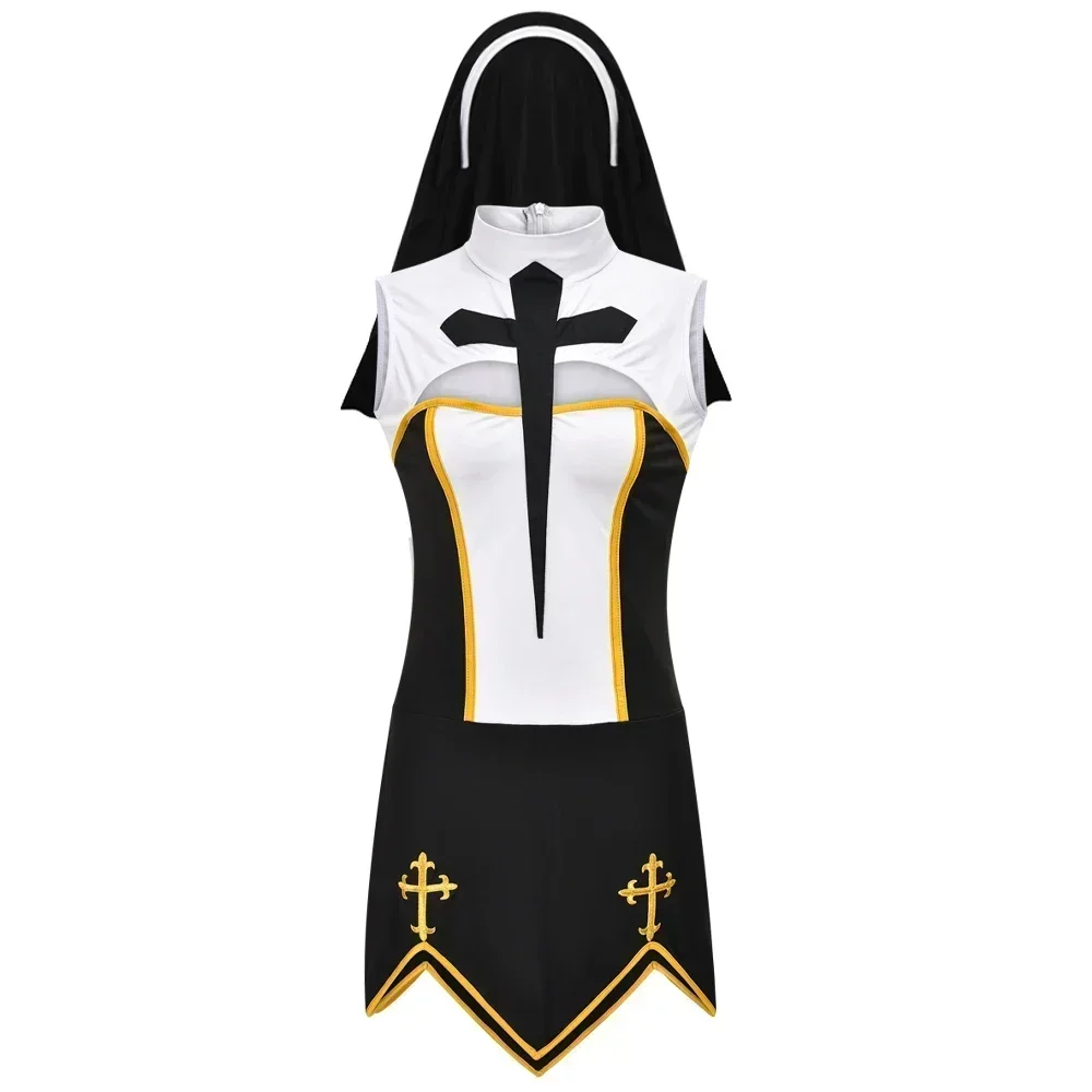 

2026 Women's Sexy Nun Cosplay Costume Carnival Halloween Fantasia Fancy Dress