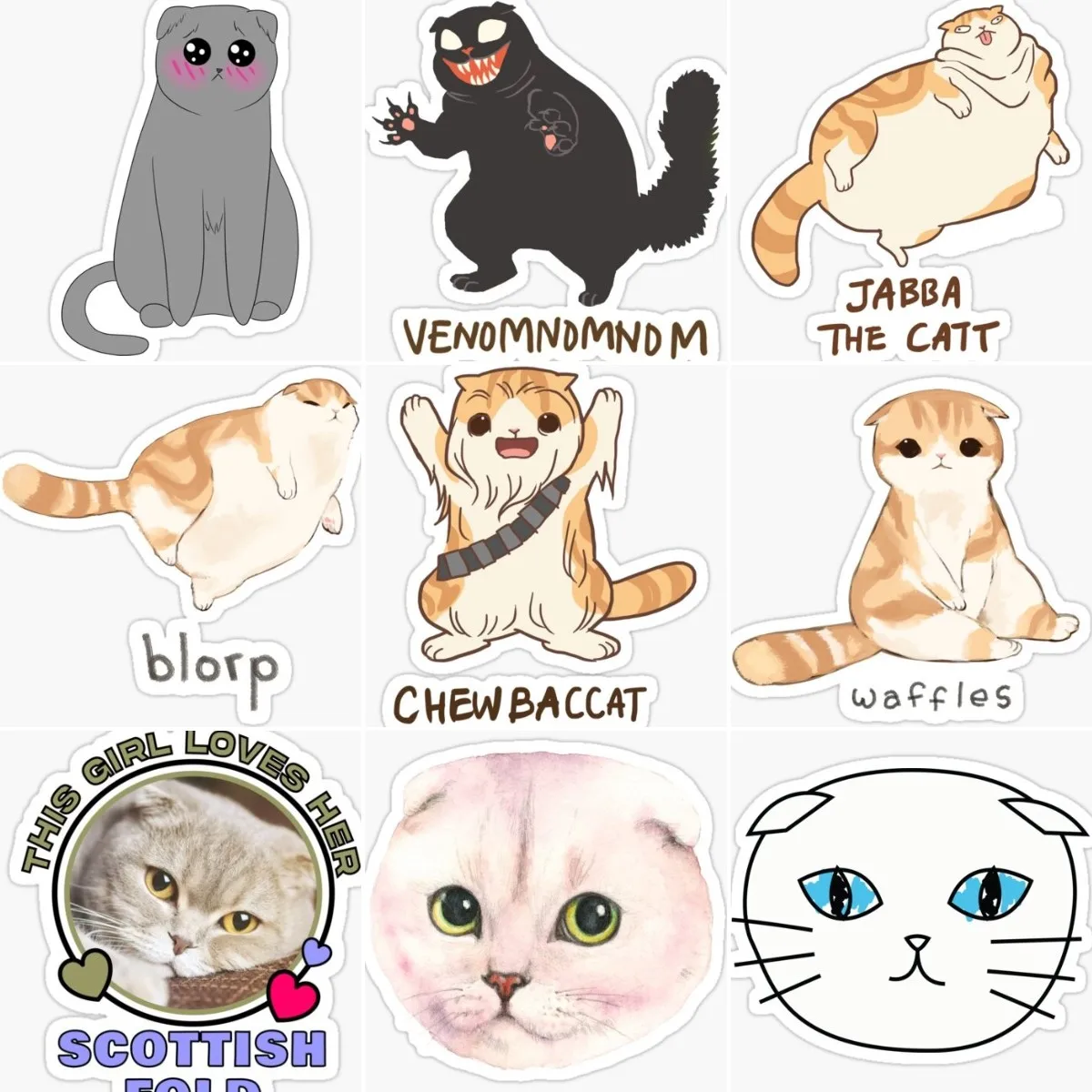 scottish fold Cat Creative Pets Cute Sticker Motorcycle Car Accessories Truck Bicycle Wall Door Table Glass Helmet Kayak Decal