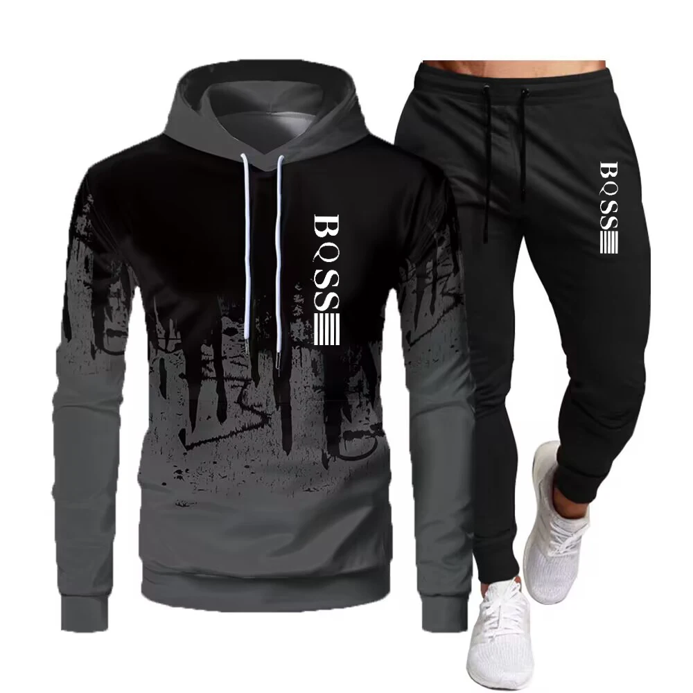 The new 2024 men\'s sport suit comes with a hat and sweatpants, fitness clothes, and casual and entertainment trendsetters