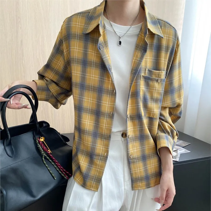 

2025 Early Autumn New British Retro Plaid Shirt Women Long Sleeve Lapel Loose Casual Shirt