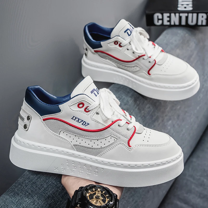 

LiveDay Men's Casual Skateboard Sneakers Luxury Leather Sports Shoes Summer Outdoor Hiking Designer Tennis Running Platform
