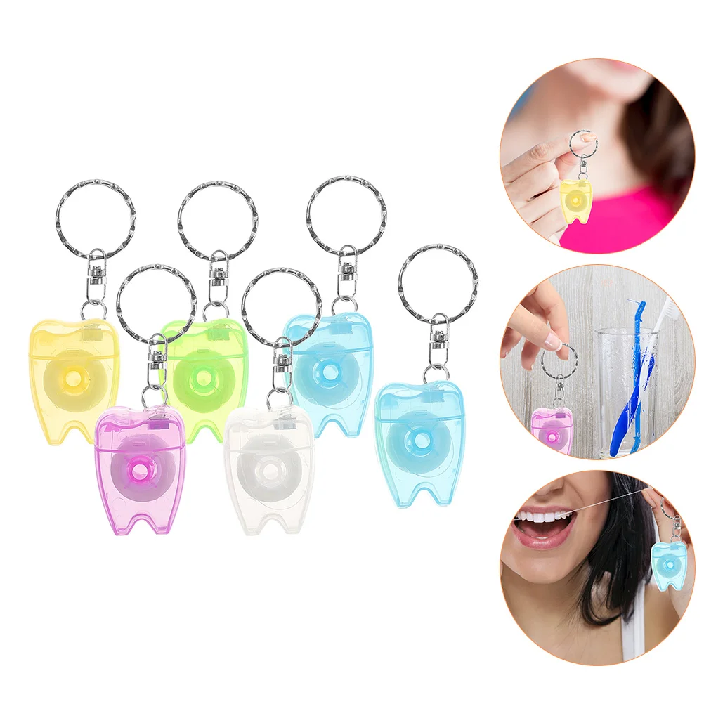 

6 Pcs Dental Floss Keychain Toothpicks Practical Travel Supplies Dispenser Oral Cleaning Tools Bulk for Teeth