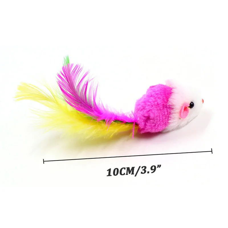 Soft Fleece False Mouse Cat Toys Colorful Feather Mini Funny Playing Training interactive Toys For Cats Kitten Pet Supplies