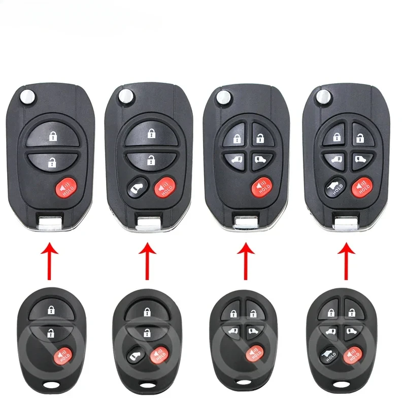 3/4/5/6 Buttons Modified Flip Remote Key Shell for TOYOTA Highlander Sequoia Sienna Tacoma Tundra Avalon Solara GQ43VT20T TOY43