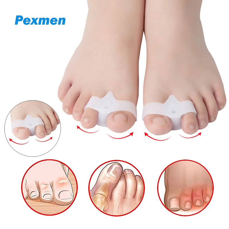 

Pexmen 2/4Pcs Toe Separators with 2 Loops Soft Gel Bunion Correctors for Overlapping Toes Bunion Relief Toe Spacer Protector