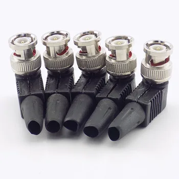 Connecteur mâle BNC, adaptateur de prise d'angle de flexion, câble Coaxial torsadé pour caméra de vidéosurveillance, Surveillance vidéo Audio E4, 5 pièces