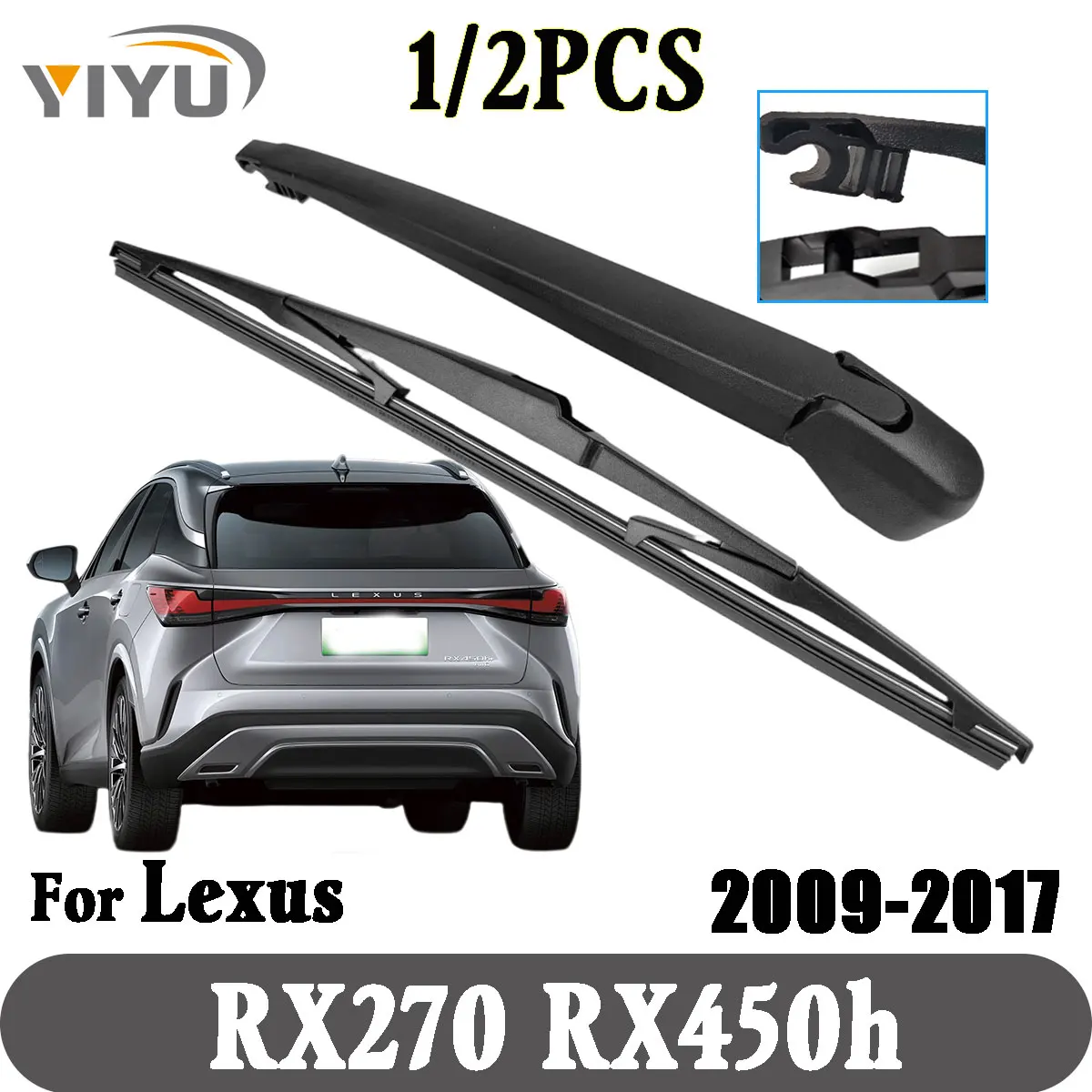 1/2PCS Rear Wiper Blade Wiper Arm Kit For Lexus RX270 RX450h 2009-2017 Windshield Windscreen Rear Window Windscreen
