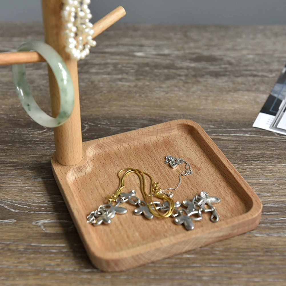 

Key Cup Holder Jewelry Display Rack Tray Trays Tabletop Entryway Necklace Wooden Stand Porch