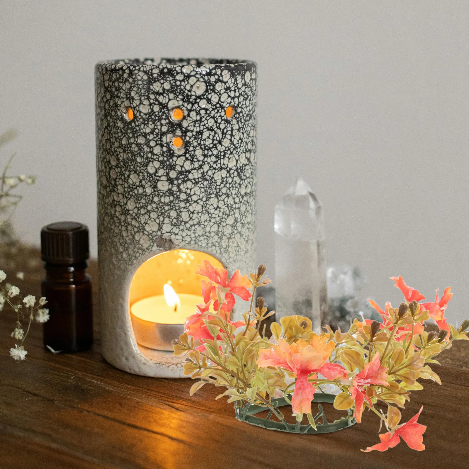 

Artificial Flower Wreath Realistic Fall Table Centerpiece for Thanksgiving Wedding Decor Mini Autumn Wreath Holiday Table