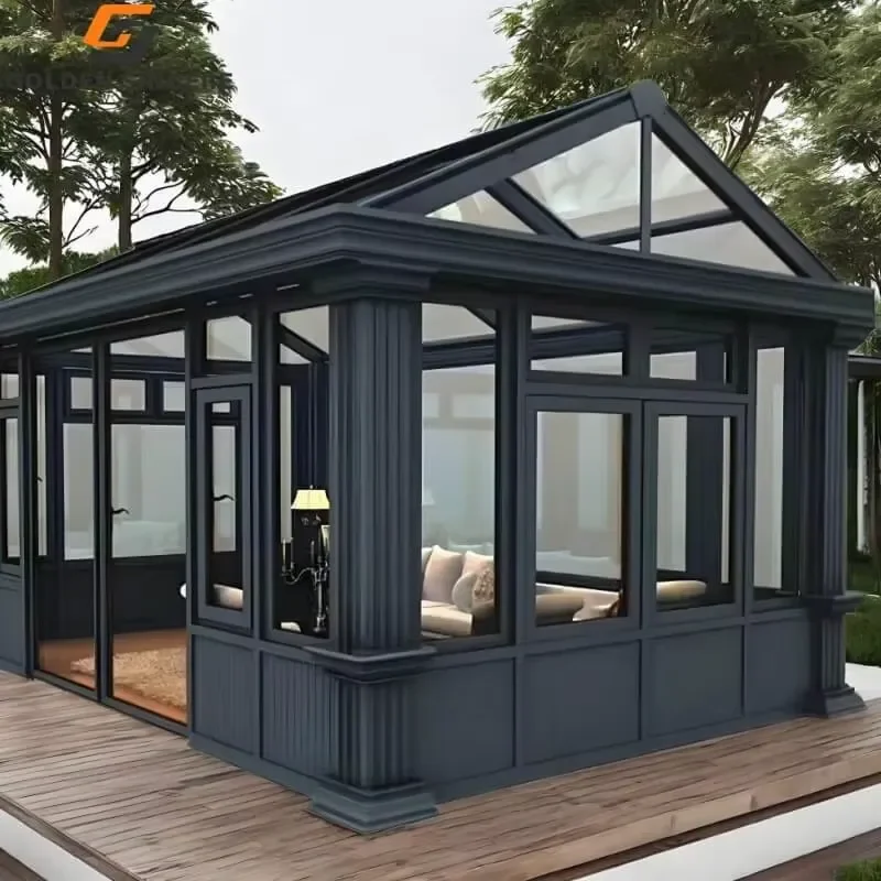 GS Triangle Roof Outdoor Aluminum Solarium Sunrooms Glass House for