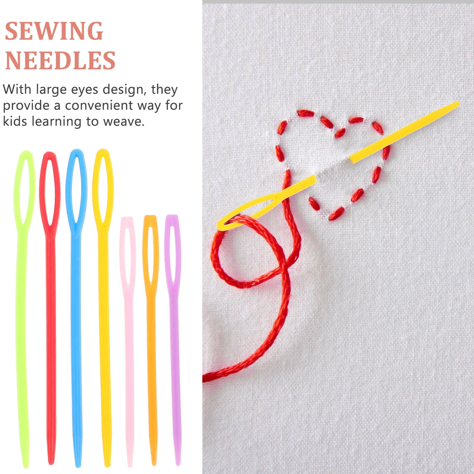 

40Pcs Plastic Sewing Needles Large Eye Needles for Crafts Weaving Knitting Needlework Threading 7Cm 9Cm Mixed Colors