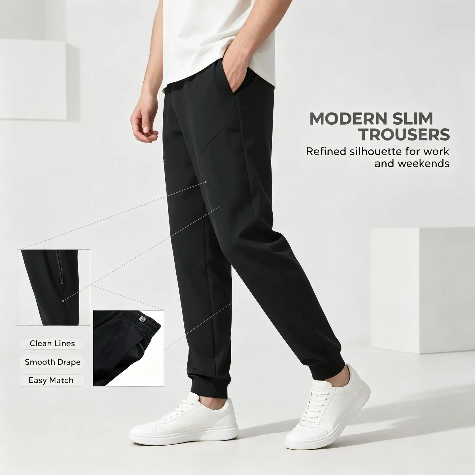 Under Armour Men's Smart Casual Slim Tapered Pants, Solid Color Stretch Trousers, Premium Fashion Pants Daily Streetwear