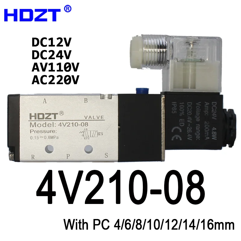 

Pneumatic solenoid valve 4V210-08 two-position five-way 24V cylinder reversing solenoid valve 220V control air valve switch