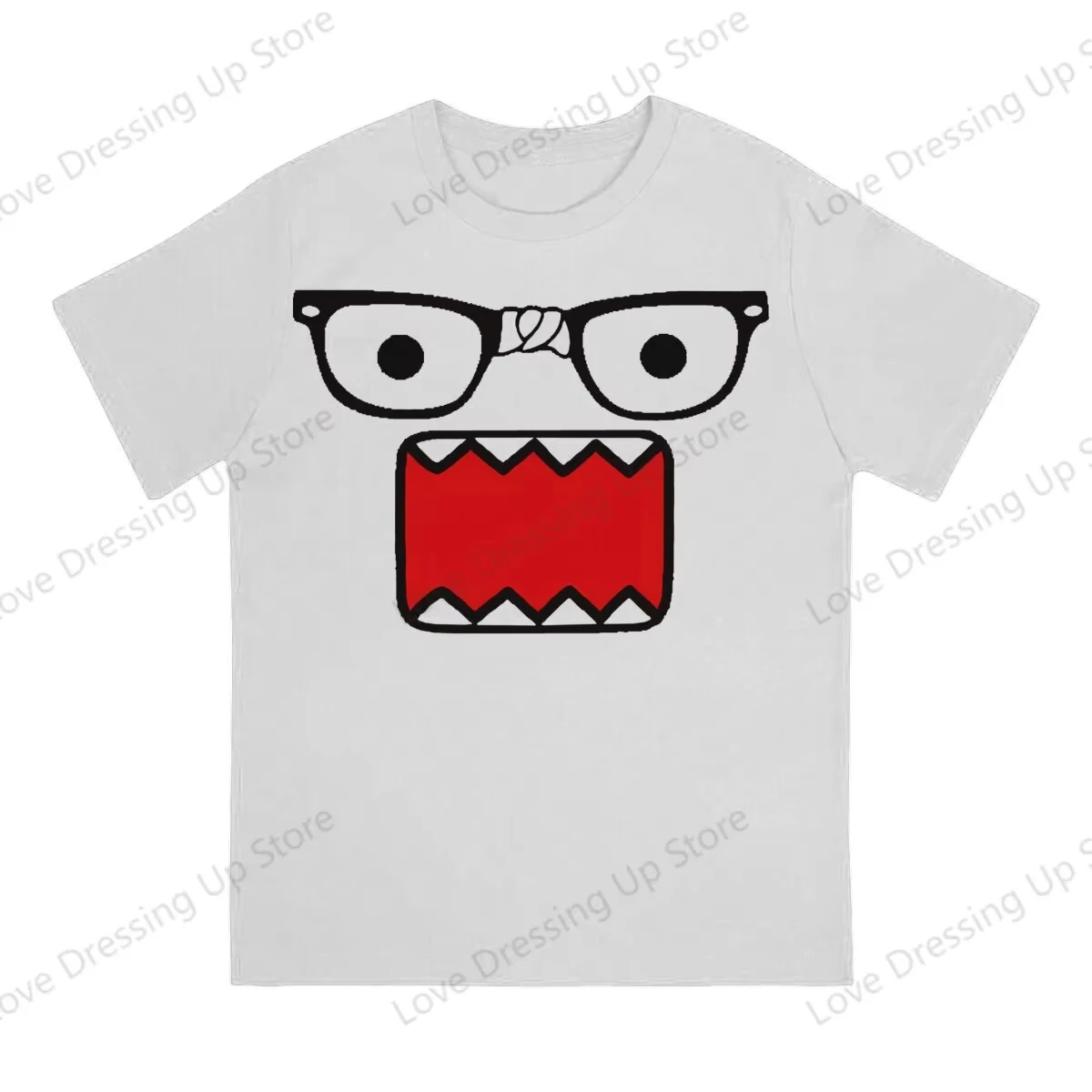 Domo Kun 2025 Latest Printed Funny Short-sleeved T-shirt Men's and Women's Versatile Couple Top Pure Cotton Birthday Gift