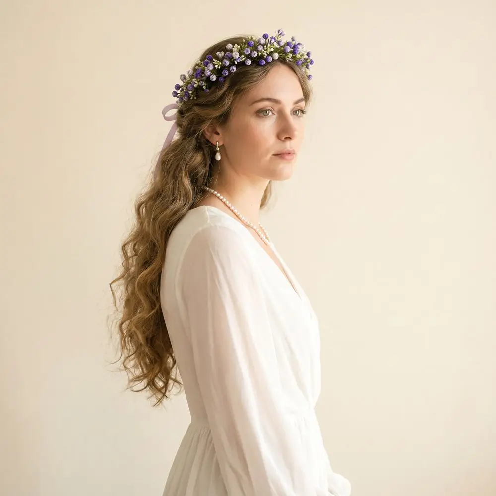 Fashion Simulated Flower Floral Headband Boho Style Garland Wedding Headpiece Hairband Hair Accessories Flower Crown Princess