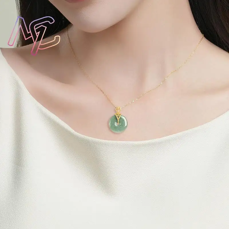 ميانمار الجاديت دونات قلادة قلادة حجر الإكسسوارات مصمم سحر محظوظ البورمية اليشم هدايا للنساء #5