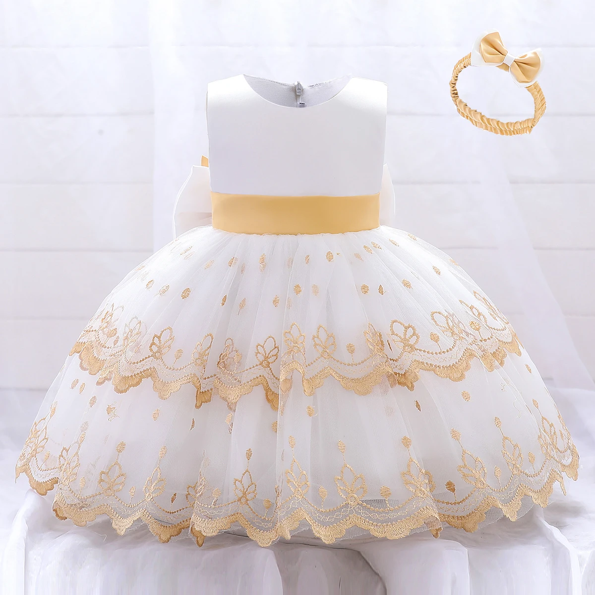 Infant Summer Baby Girl Dresses Bow Lace Newborn Baptism Princess Dress For Girls Birthday Party Dress Toddler Christening Gown