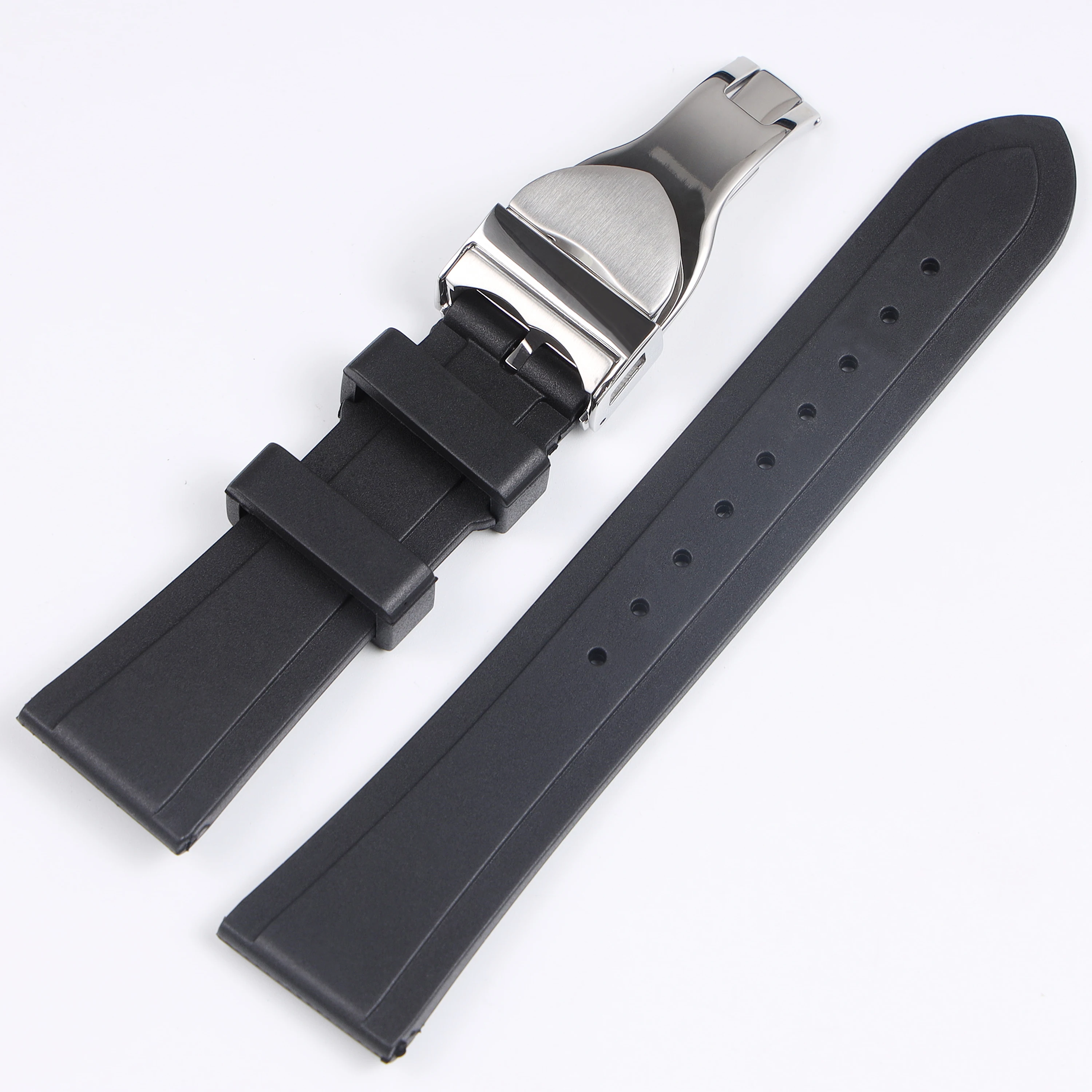 

new 20 21 22mm black waterproof rubber watchband for Tudor Black Bay Glamour silicone strap tape bracelet with deployment clasp