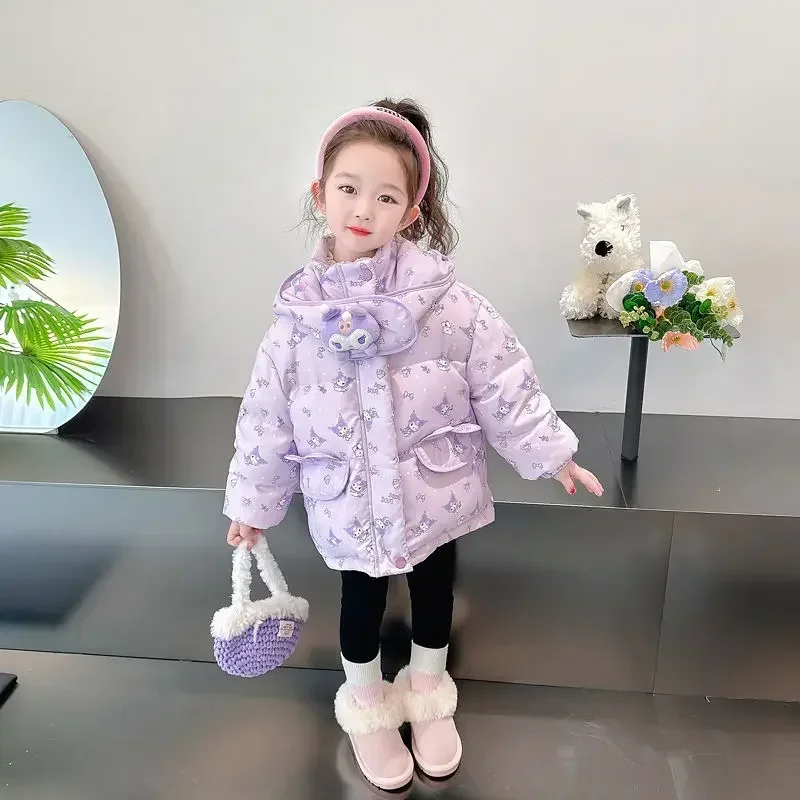 Girly Heart Kuromi Anime MINISO Warm Jacket Winter Cute Cartoon Kawaii Lotso Children Cotton Padded Coat Gifts for Kids