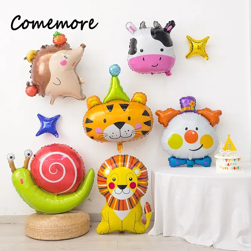 Neue Cartoon Tier Aluminium Folie Ballon Zoo Tiere Schnecke Kuh Dschungel Thema Party Decor Kinder Geburtstag Party Foto Requisiten Versorgung