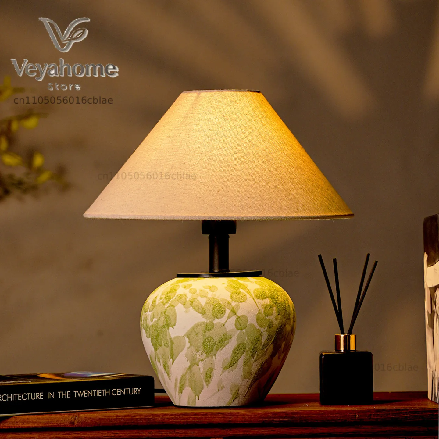 wabi-sabi wind ceramic table lamp retro design B & B hotel Chinese-style living room study master bedroom table bedside lamp