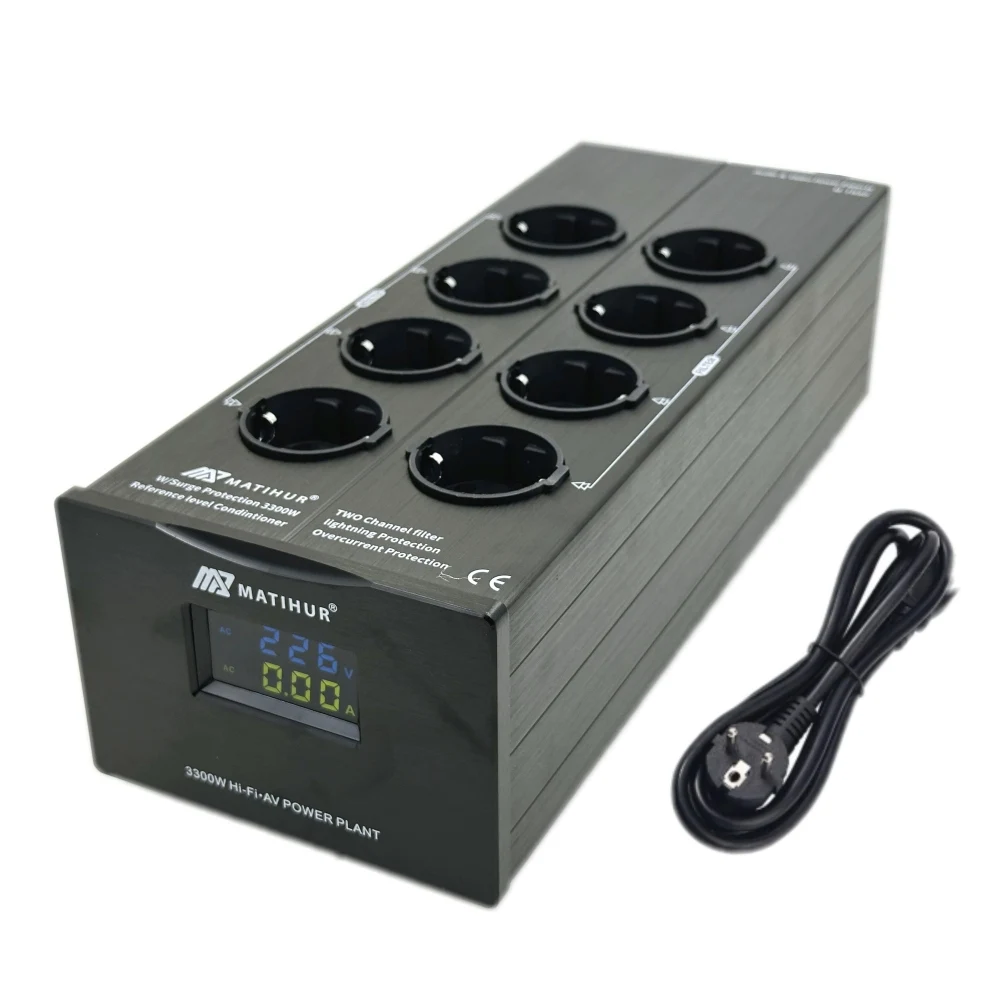 Matihur M-TR80 Audio Ruis AC Power Filter Power Conditioner Power Purifier Overspanningsbeveiliging Met Eu Stopcontacten Stekkerdoos