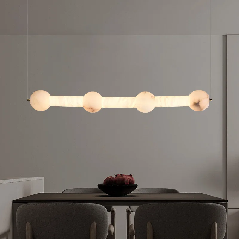 

Light luxury Spanish marble restaurant chandelier modern simple tea room long drop light designer premium