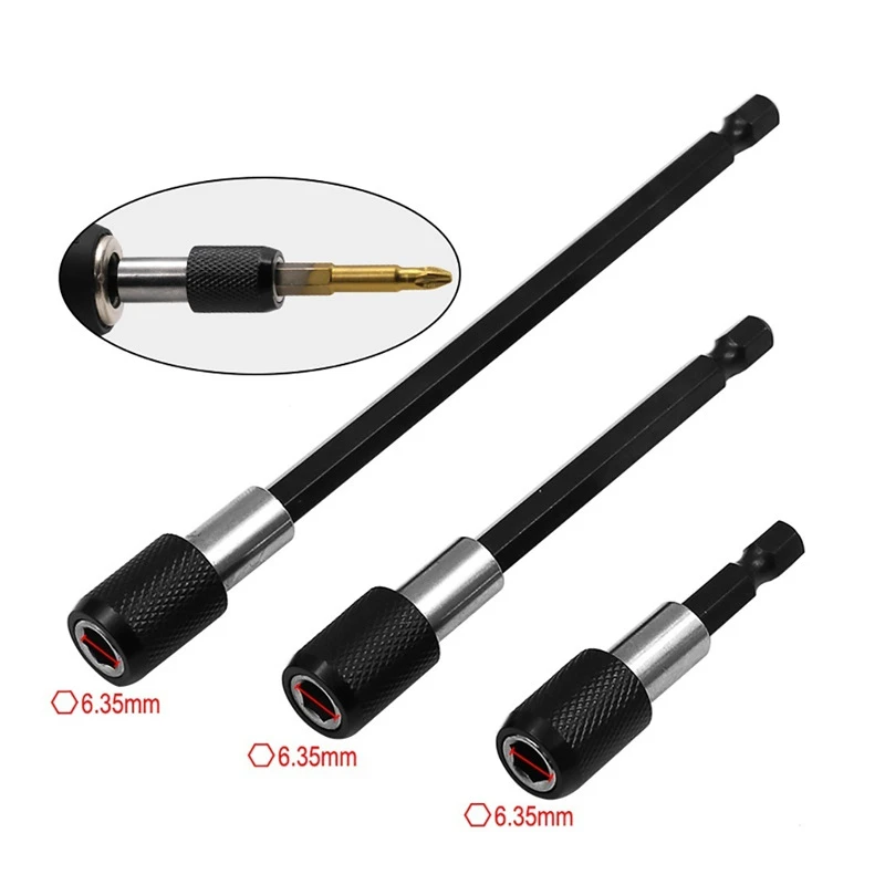 

2026 1/4 Inch Hex Shank Quick Release Screwdriver Bit Holder Magnetic Bit Holder 60mm/100mm/150mm For Screws Nuts Drill Bit Set