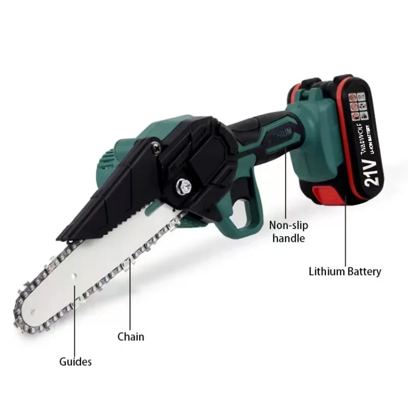 6 Inch Handheld Electric Saw Rechargeable Chainsaw Mini Pruning Saw Cordless Chain Saw Garden Woodworking Power Tool