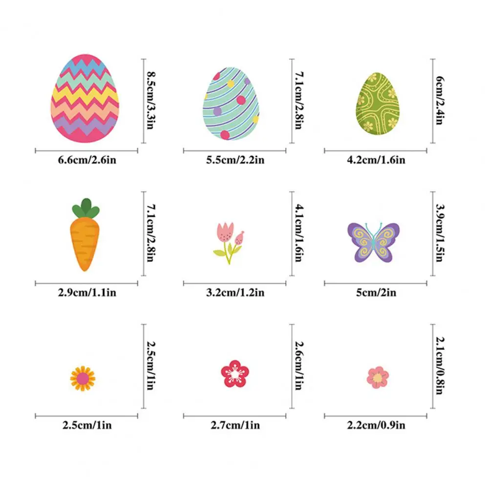 Easter Window Stickers Vibrant Easter Egg Bunny Window Stickers Reversible Design Self-adhesive Decorative Decals for Room Glass