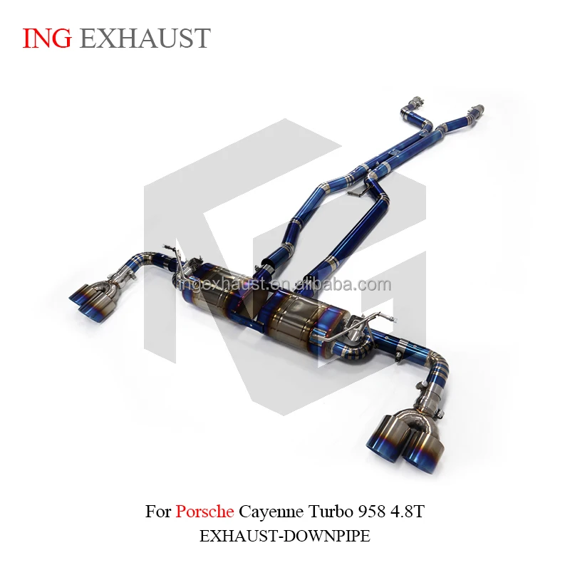 ING Titanium Alloy Exhaust Catback For Porsche cayenne Turbo 958 4.8T Exhaust Pipe  With Muffler Valves Car Accessories