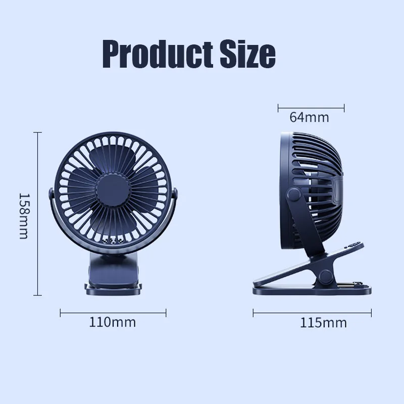 Ventilador de escritorio silencioso USB, batería recargable, viento fuerte, 3 velocidades, portátil, silencioso, oficina, Camping, Aire libre, Verano