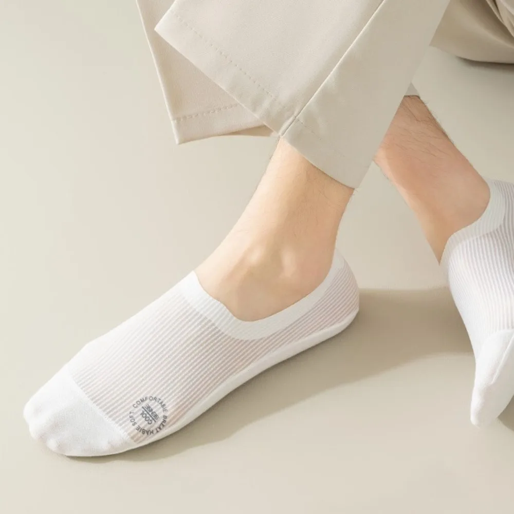 Calcetines cómodos antideslizantes para hombre, calcetines invisibles transpirables de corte bajo, calcetines de seda helada con suela de algodón para verano