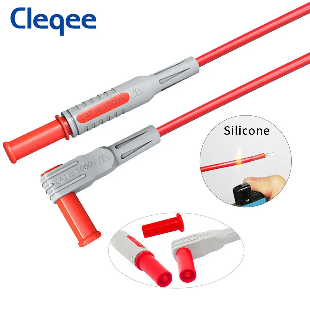 Cleqee P1033C 4mm Banana Plug Multimeter Test Leads Kit with Alligator Clips + Replaceable Needles Crocodile Clamps Test Probes