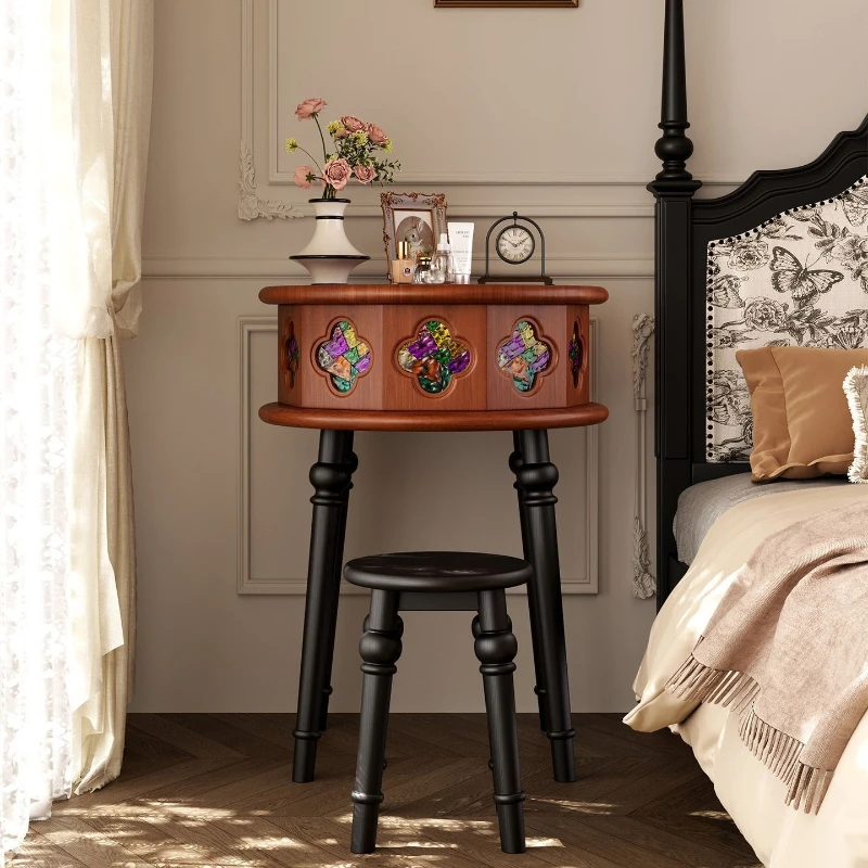French retro dresser all solid wood small apartment household dressing table table medium antique bedroom light luxury advanced