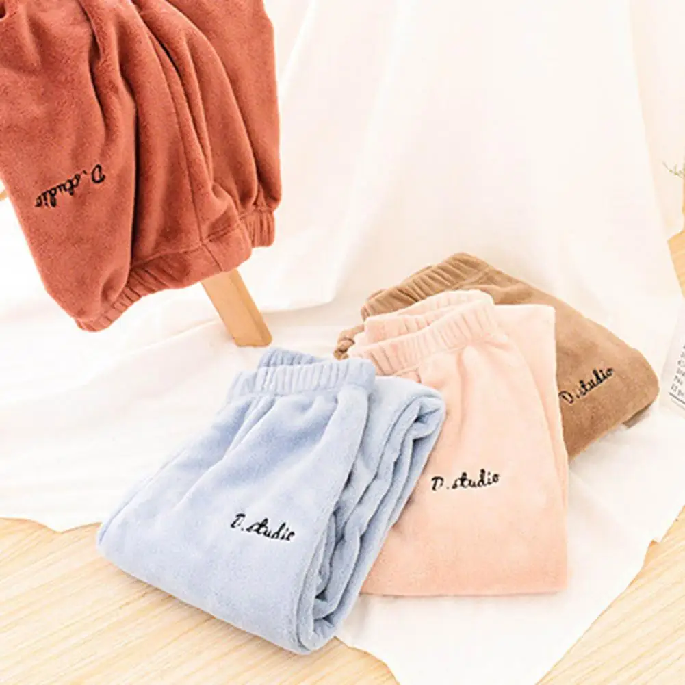 

Coral Velvet Pants Warm Cozy Women's Winter Pants Thick Coral Fleece Loose Fit Elastic Waist for Homewear Pajamas Soft Women