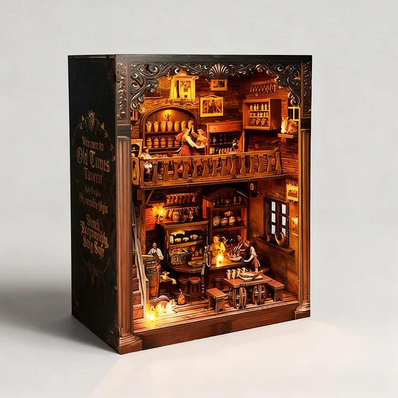 Kit de Rincón de Lectura 3D, Miniatura de Madera para Armar, Decoración de Librería Estilo Taberna Medieval Vintage, Regalo para Entusiastas de la Historia