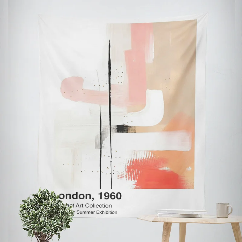 2025 New Morandi Color Ins Style Abstract Art Tapestry Nordic Modern Bedroom Decoration Fabric Cafe Wall Background Cloth