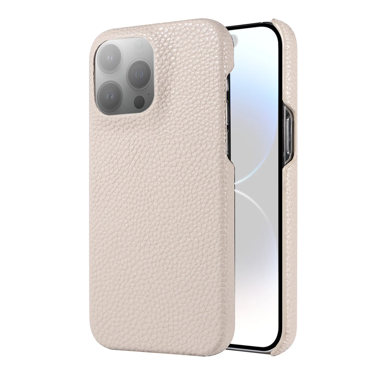 High quality shock-proof lychee textured phone case for iphone 16 15 14pro promax plus,Faux Leather