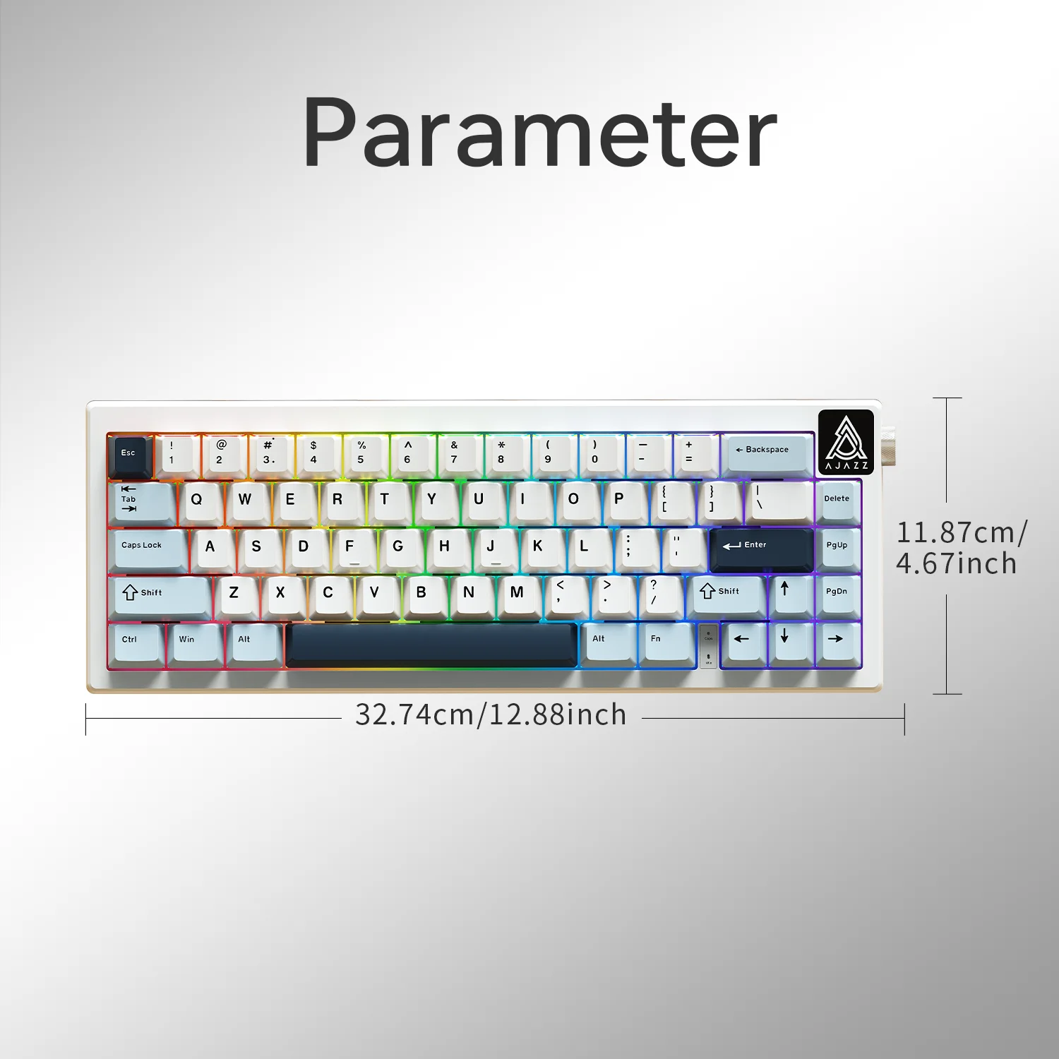 Проводная игровая клавиатура AJAZZ AK650, белая подсветка/RGB, 66-клавишная полная клавиатура с возможностью горячей замены и громкостью, мини-игровая клавиатура Knoh