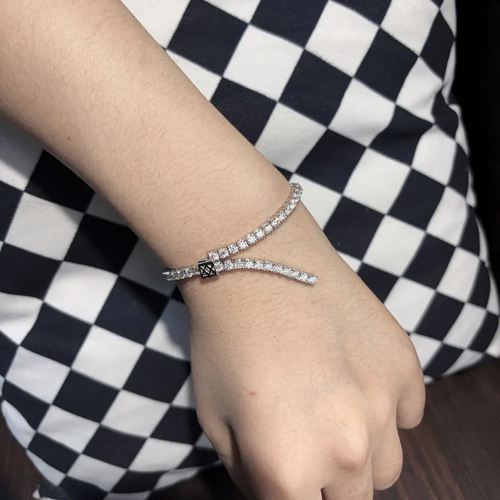 BXINY 3mm Moissanite Adjustable Tennis Bracelets S925 Silver for Women Men Hiphop Hand Chains Fine Jewelry Gifts GRA Certificate