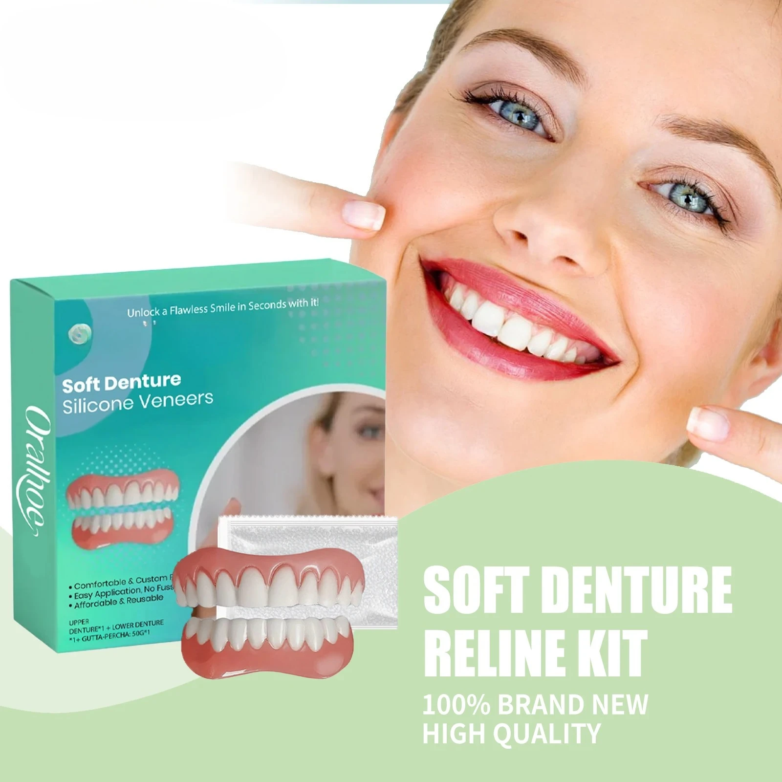 أطقم الأسنان المصنوعة من السيليكون مجموعة كاملة من الأسنان الكاذبة سهلة الارتداء ومريحة ومضادة للاحتكاك وتحمي الفم ومنع السقوط مجموعة أدوات طب الأسنان الناعمة #3